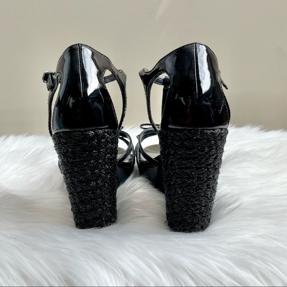 WHBM Talah Bow Patent Leather Espadrille Wedges - Picture 5 of 7